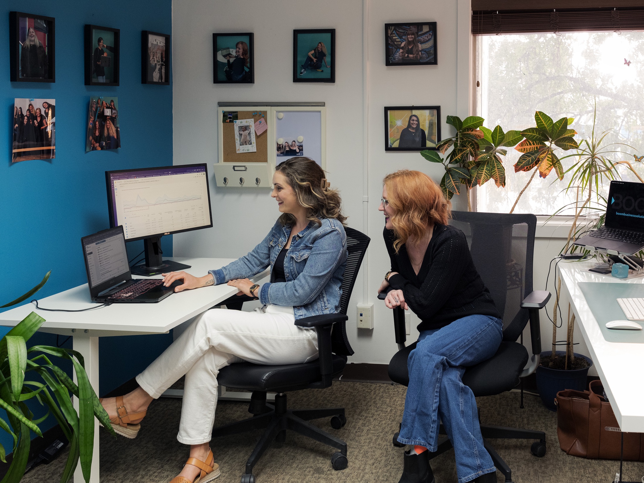 Boom teammates collaborating in the office